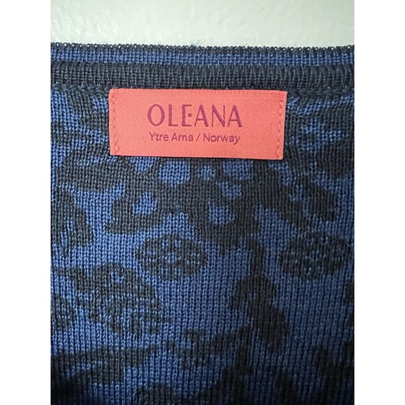 OLEANA Merino Wool Silk Road Floral Pattern Long Cardigan Size XXL Luxury Blue - Picture 9 of 10